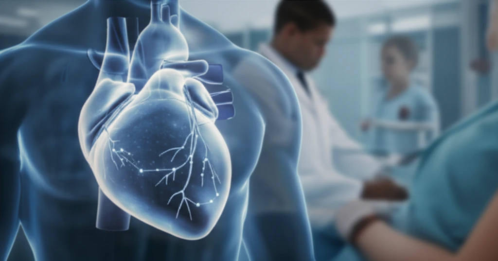 Illustration of a human heart with the PEGASUS constellation overlaid on top and a doctor in the background.