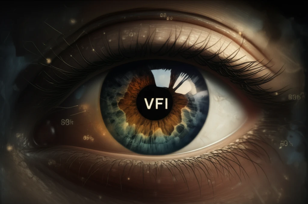Illustration of an eye representing glaucoma and VFI
