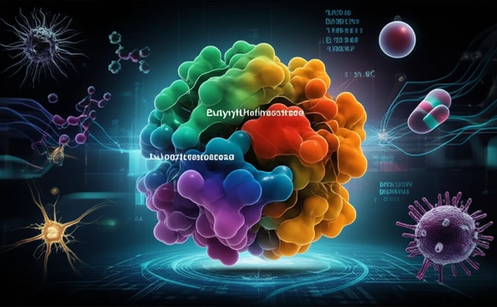 Digital art of butyrylcholinesterase enzyme with healthy and unhealthy molecules