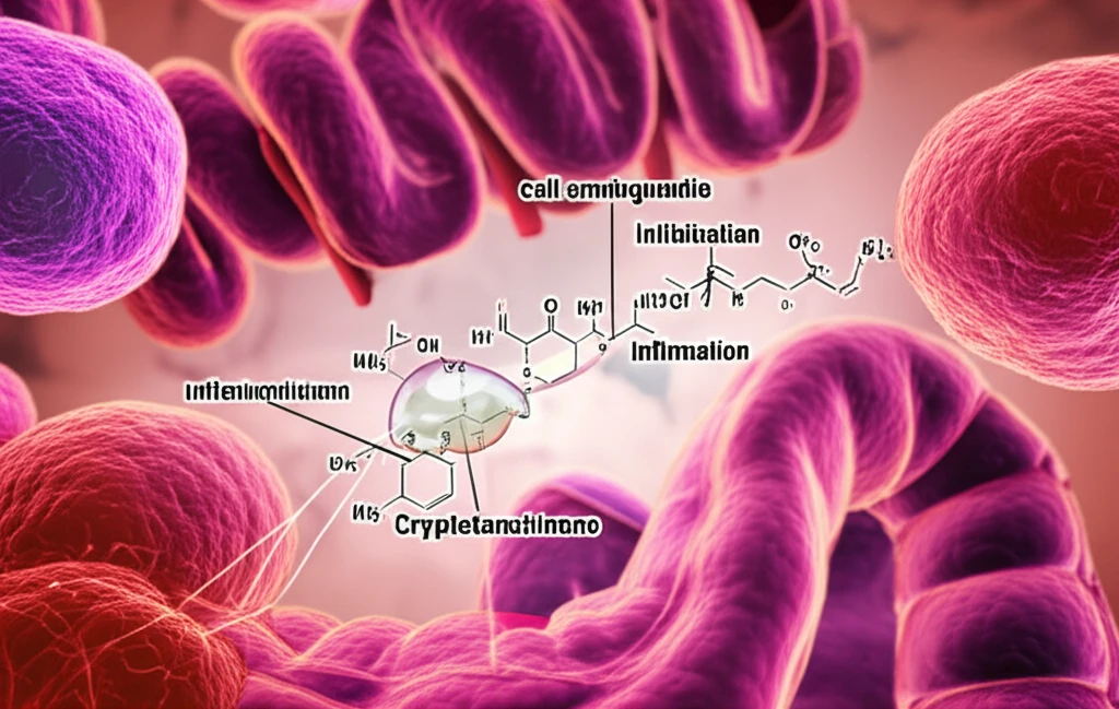 Illustration of cryptotanshinone affecting colon cancer cells, symbolizing potential treatment breakthroughs.