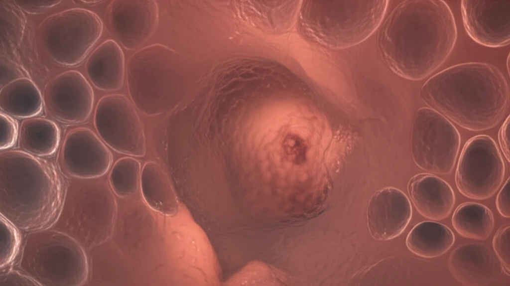 Digital illustration of a colon cancer hidden beneath the surface, representing the importance of early detection.