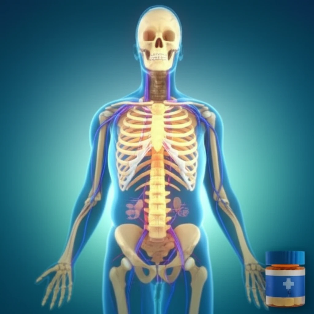 Illustration of a healthy skeleton symbolizing bone health and SF-DFOS potential to promote it.