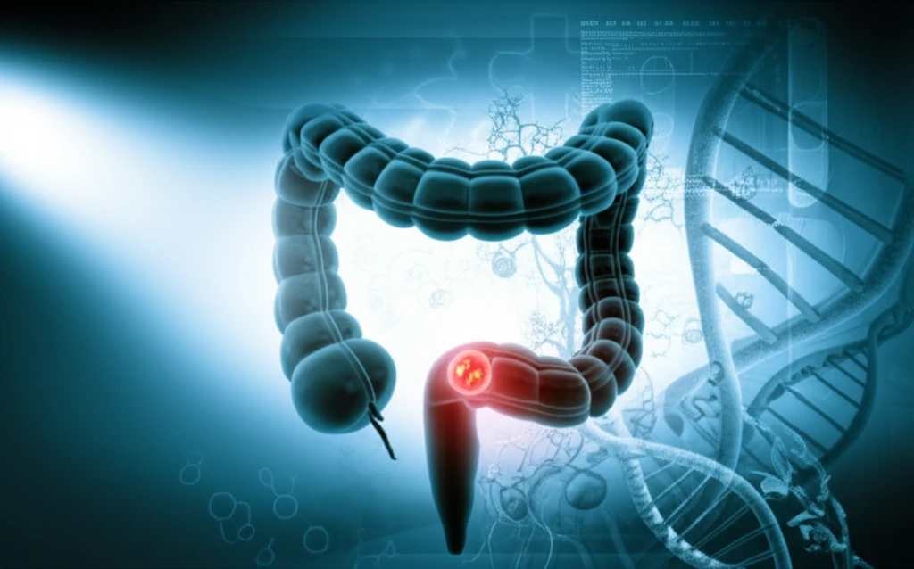 Illustration depicting early stage colon cancer and the importance of early detection.