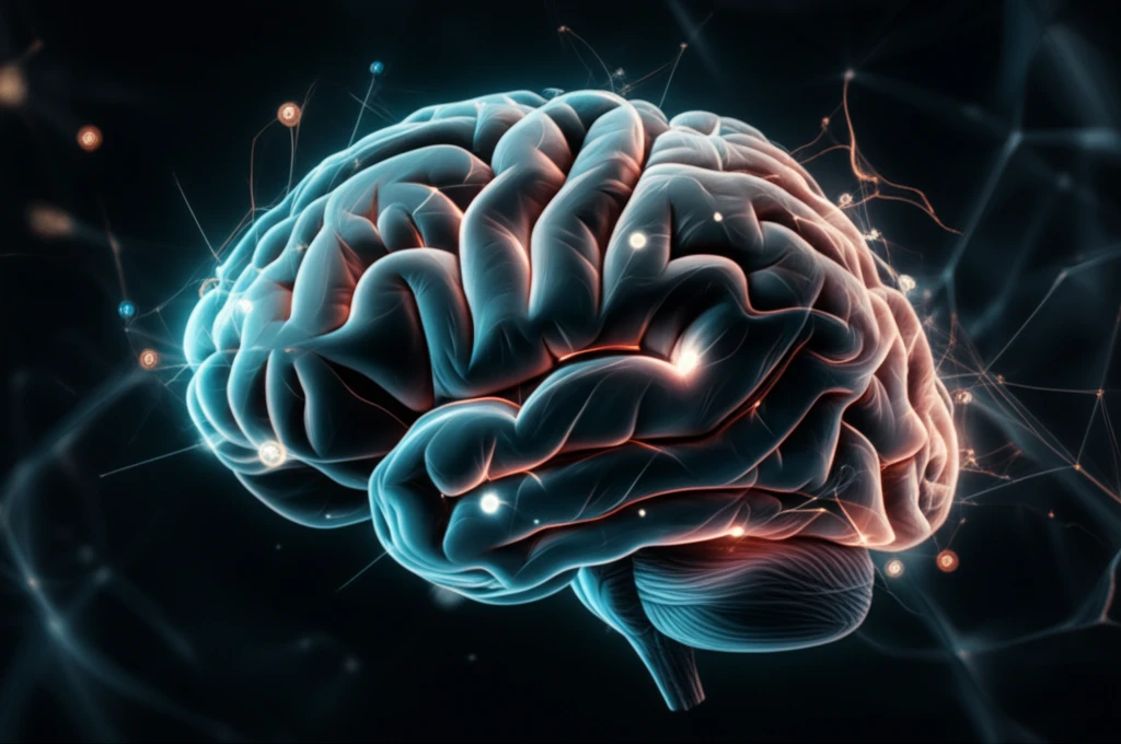 Illustration of a brain with interconnected glowing neural pathways, symbolizing homeostatic plasticity and enhanced learning capabilities.