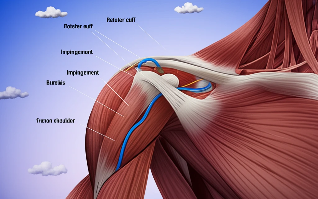 Illustration of a shoulder joint, representing the different causes of shoulder pain.