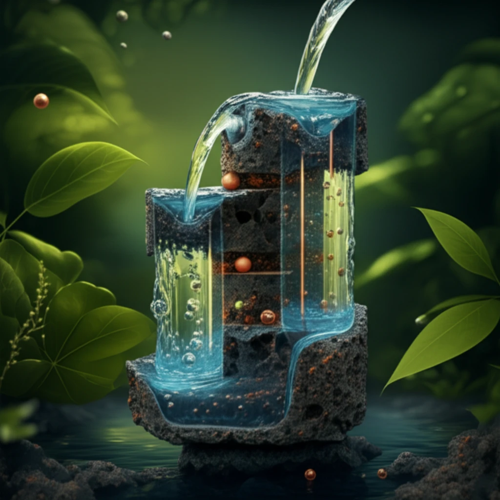 Illustration of a 3D reactor using manganese slag for wastewater treatment