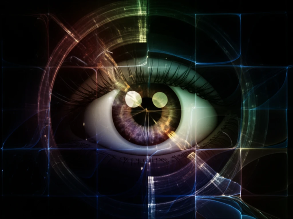 Surreal digital illustration of a futuristic eye representing the advancements in ophthalmology and vision care.