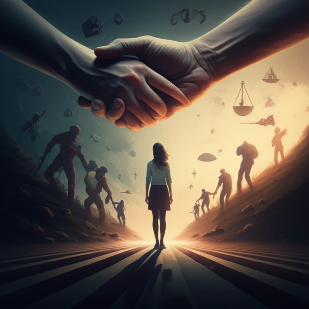 Illustration of the Care and Power motives at a crossroads.