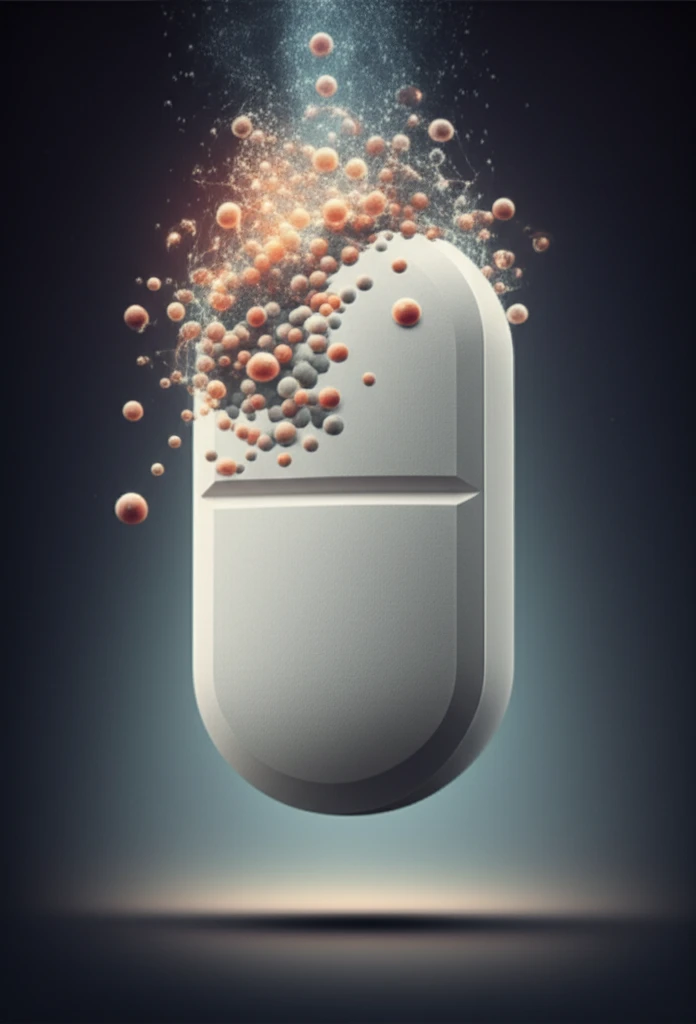 Illustration depicting the science of extended-release metformin, visualizing drug release and improved patient outcomes.