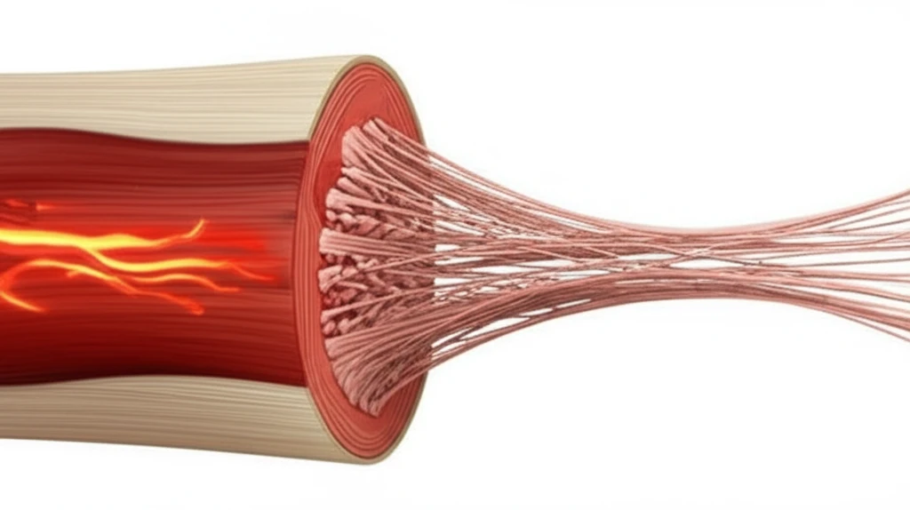 Illustration comparing a healthy tendon to one affected by tendinitis and tendinosis. The image visually represents the key differences in structure and appearance.