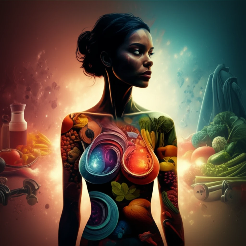 Illustration representing the link between estrogen, lifestyle and breast cancer.