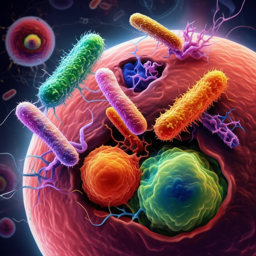 Illustration of bacteria invading a cell