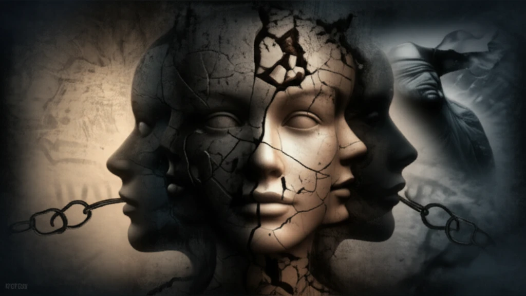Illustration depicting the psychological complexities of cult influence, showcasing the interplay of internal conflicts, defensive operations, and external manipulation.