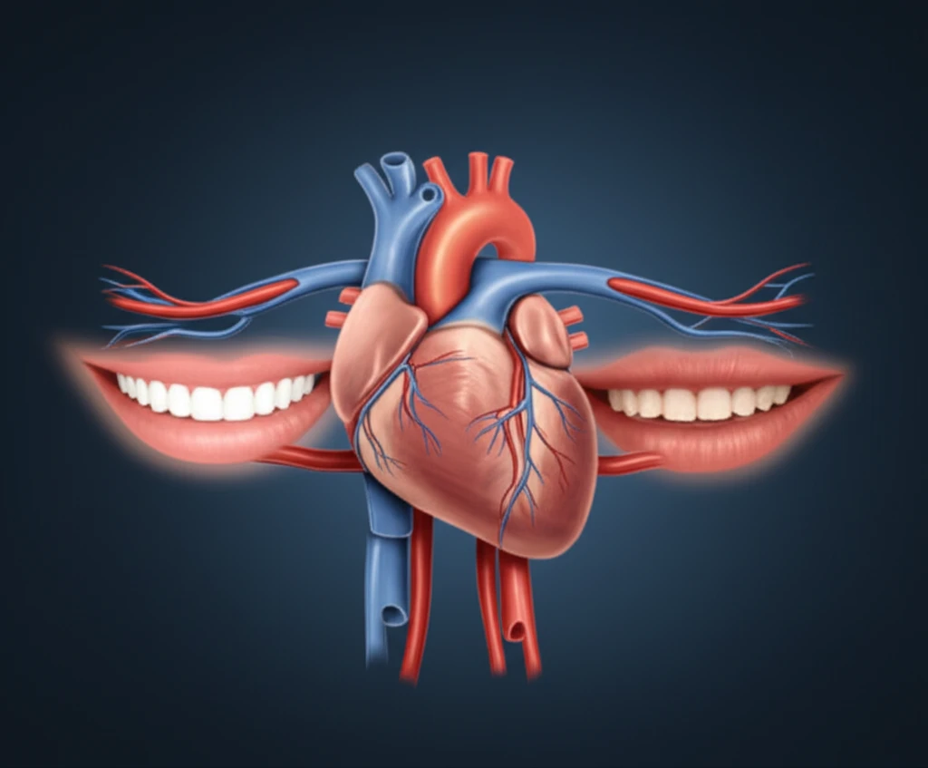 Illustration showing connection between oral health and cardiovascular disease.