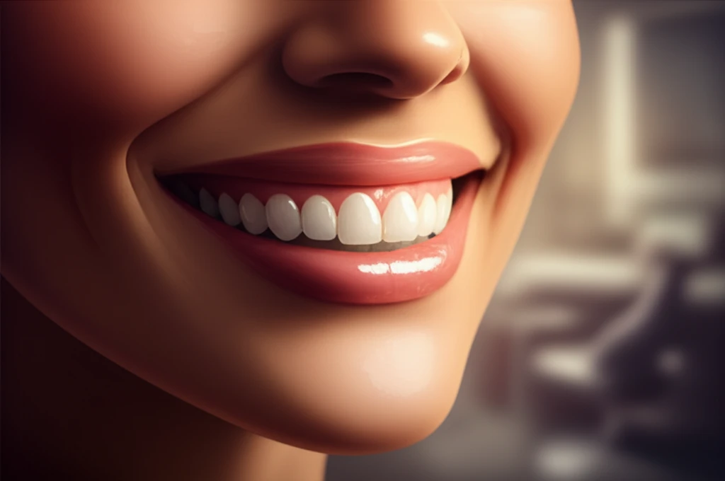 A visually appealing illustration highlighting the fluorescence of composite resin fillings and their seamless integration with natural teeth.