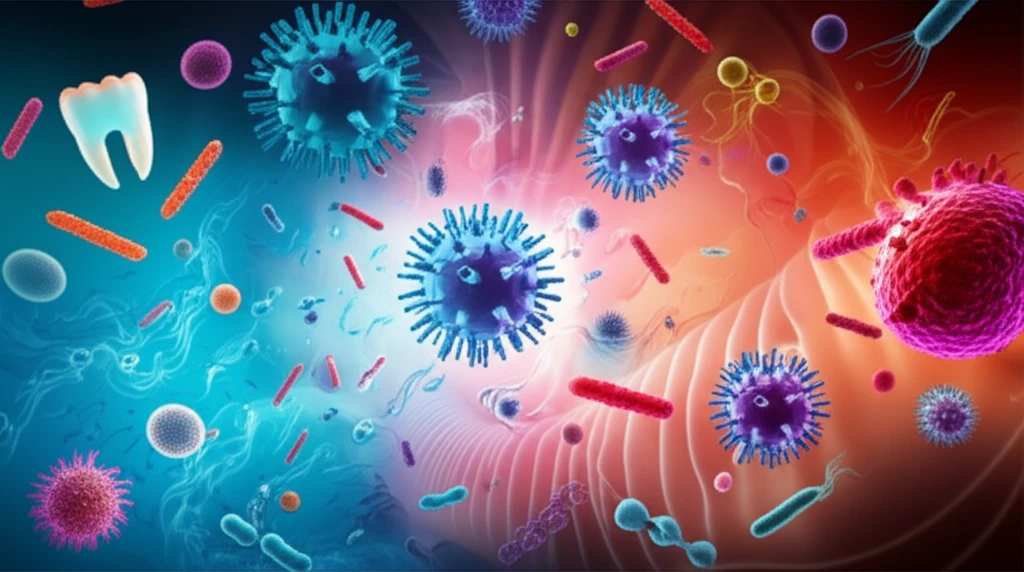 A detailed illustration of the human virome, showing the impact of antibiotics on the gut and oral cavity.