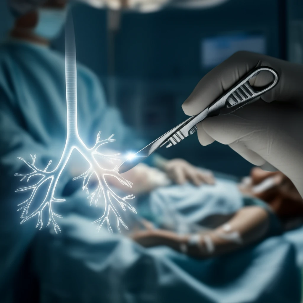 Surreal illustration of surgical innovation and patient recovery.