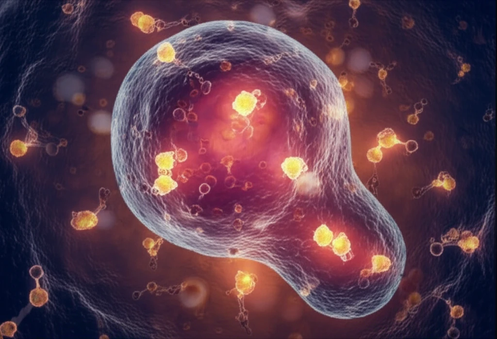 Illustration depicting resibufogenin attacking pancreatic cancer cells.