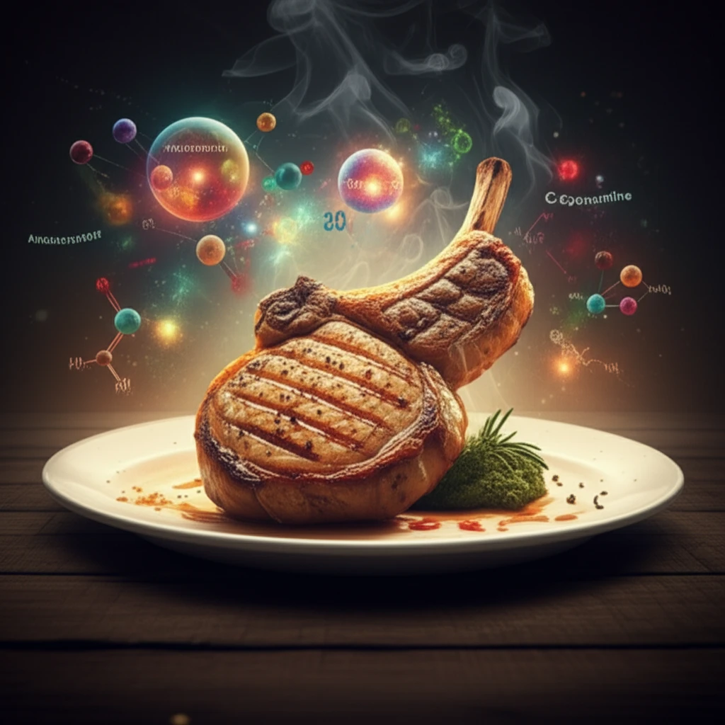 Illustration of a perfectly cooked pork chop, symbolizing the improved quality achieved through cysteamine supplementation.