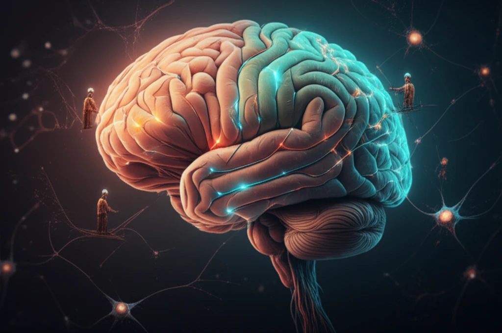 Illustration of a brain with active neural networks