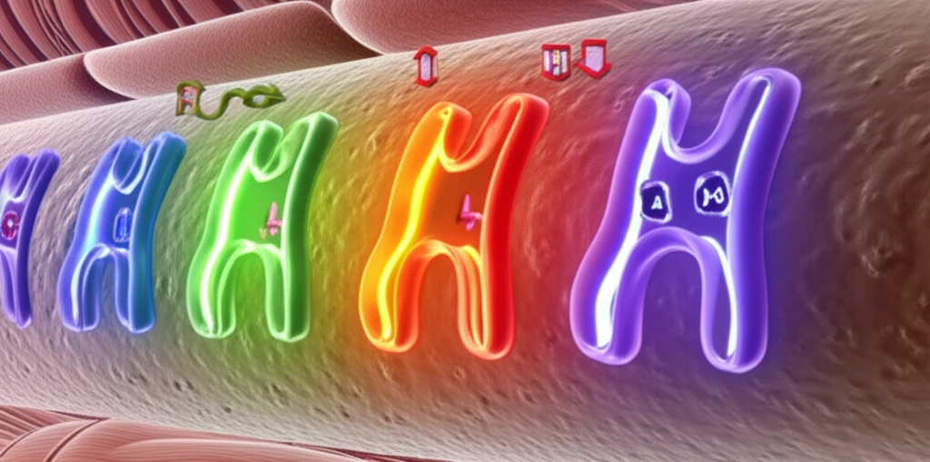 Illustration of a muscle cell with the A204E mutation and sodium channels