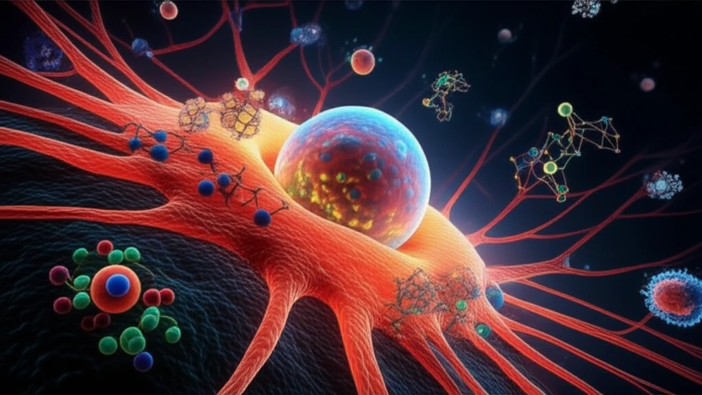 Illustration of a cancer cell being targeted by new drug combinations, showing the potential of the treatment.