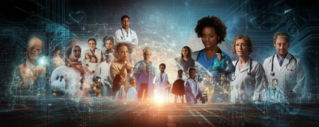 Illustration of diverse patient subgroups receiving tailored healthcare.