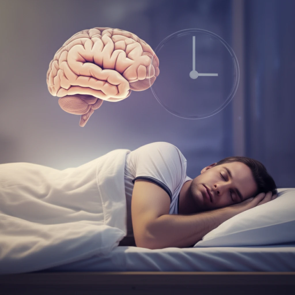 Illustration of a person sleeping peacefully in a bed, symbolizing sleep and recovery after a traumatic brain injury