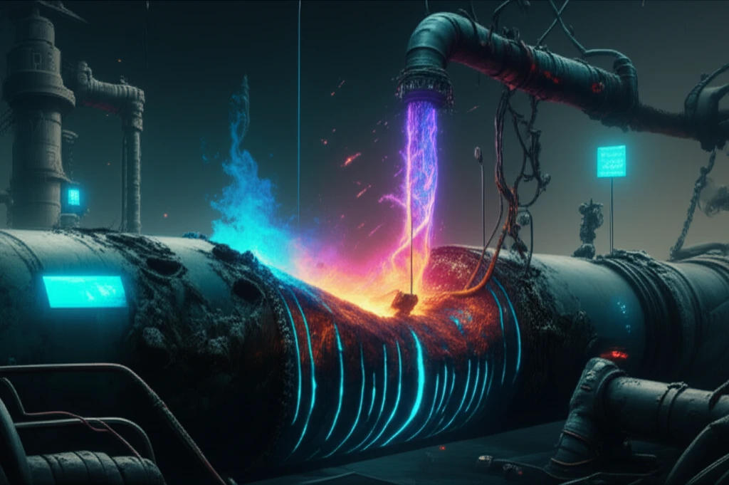 Illustration of epoxy grout repairing a pipeline.