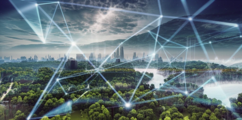 Illustration of a modern GIS algorithm, representing the connection between technology and geography