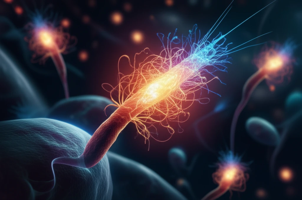 Illustration of a primary cilium with a focus on the LKB1 protein.