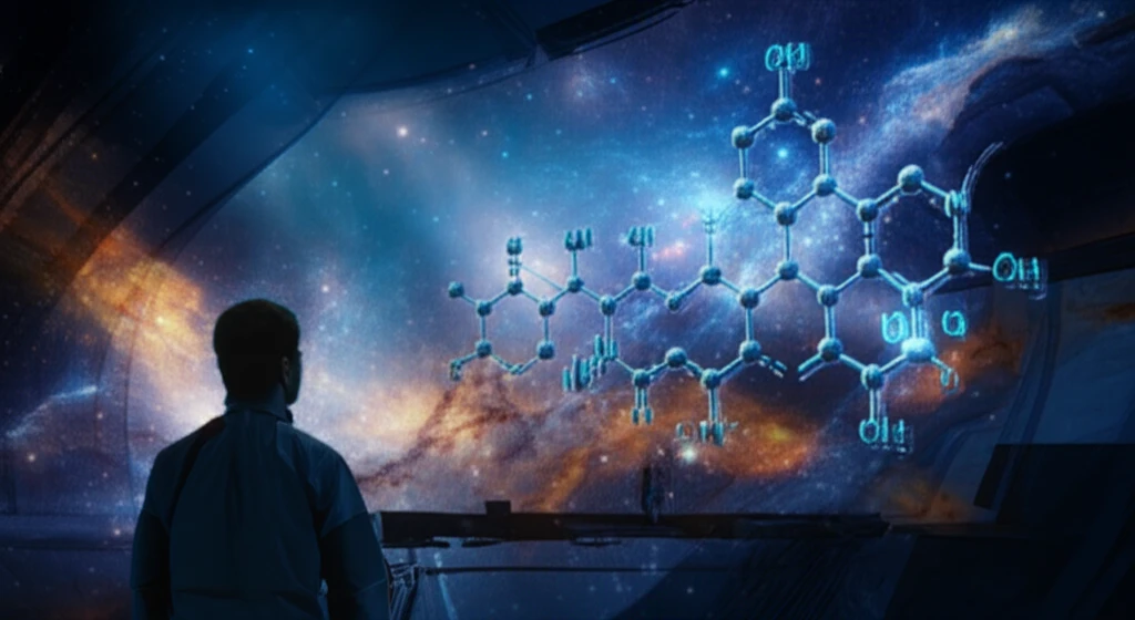 Digital illustration of Dexamethasone and Betamethasone molecules with futuristic and serene background.