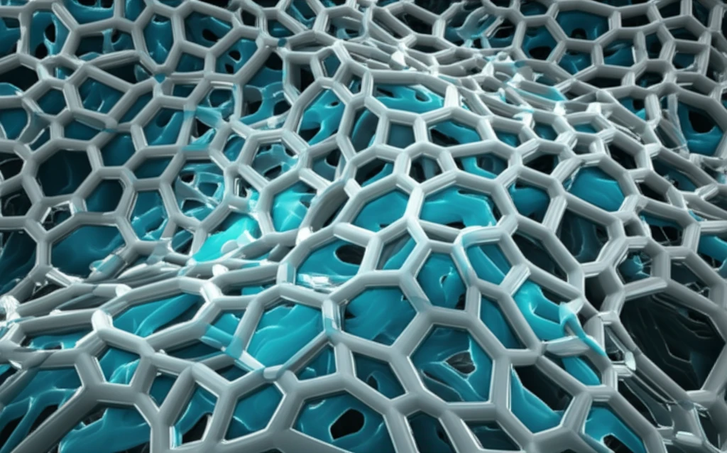 Microscopic view of porous Ti6Al4V alloy implant with bone tissue integration.