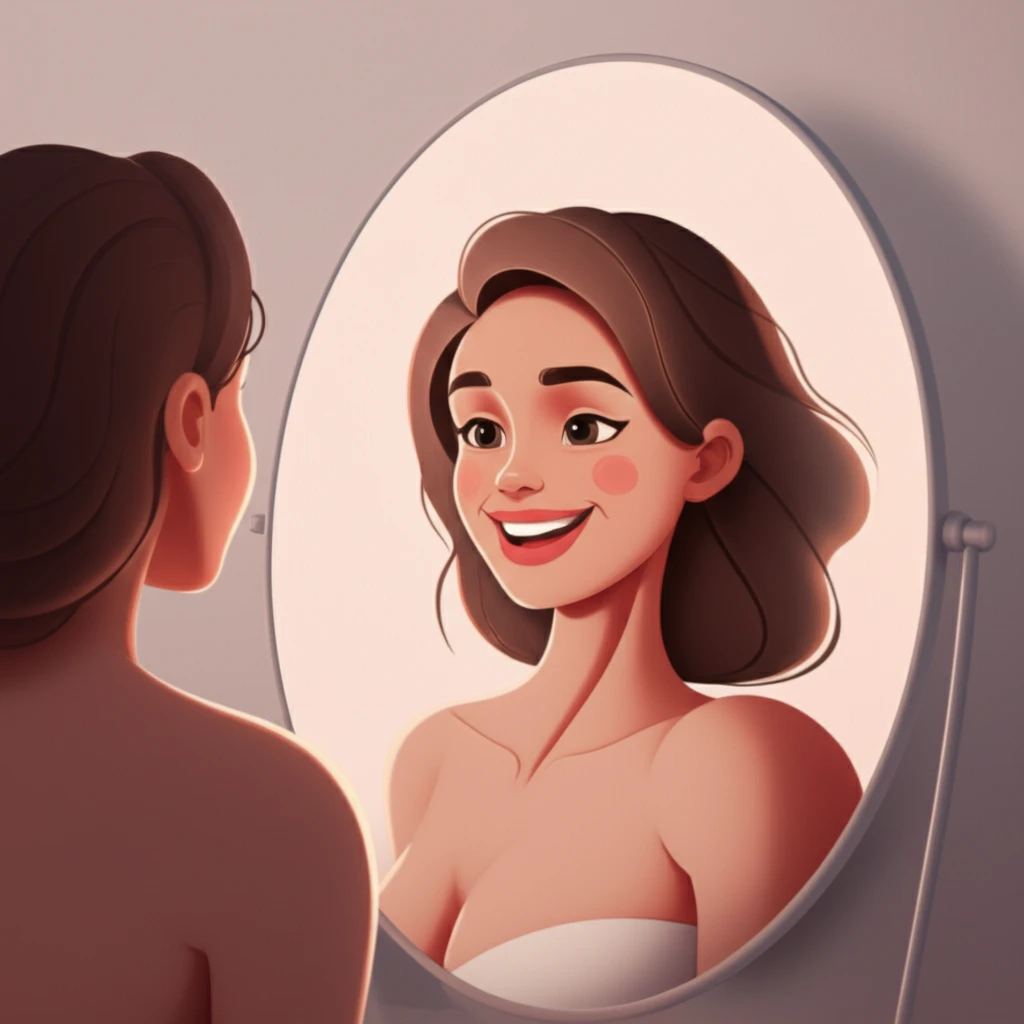 Illustration of a person contemplating body contouring, visualizing a successful outcome.