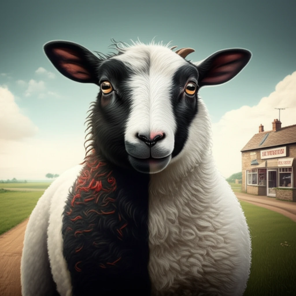 Illustration of a half Scottish Blackface and half Texel cross lamb in a pasture, representing the key breeds discussed.