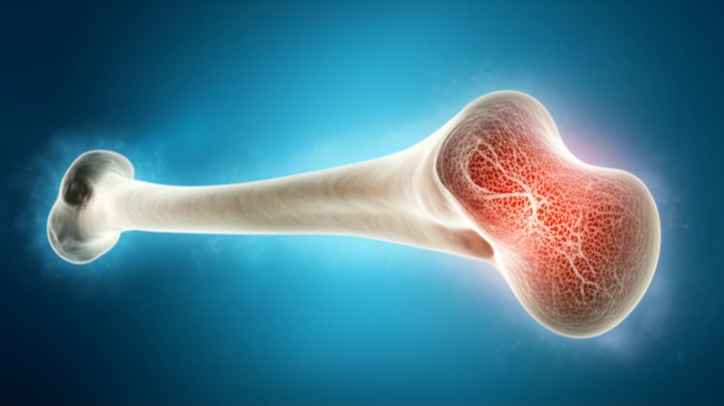 A detailed digital illustration of a human radius bone cross-section, showcasing cortical porosity and a healthy bone structure.