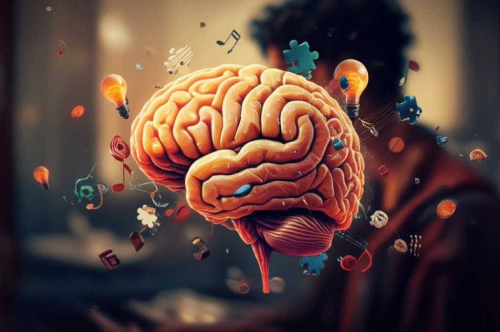 Illustration of the brain's activity in storing and processing visual information.