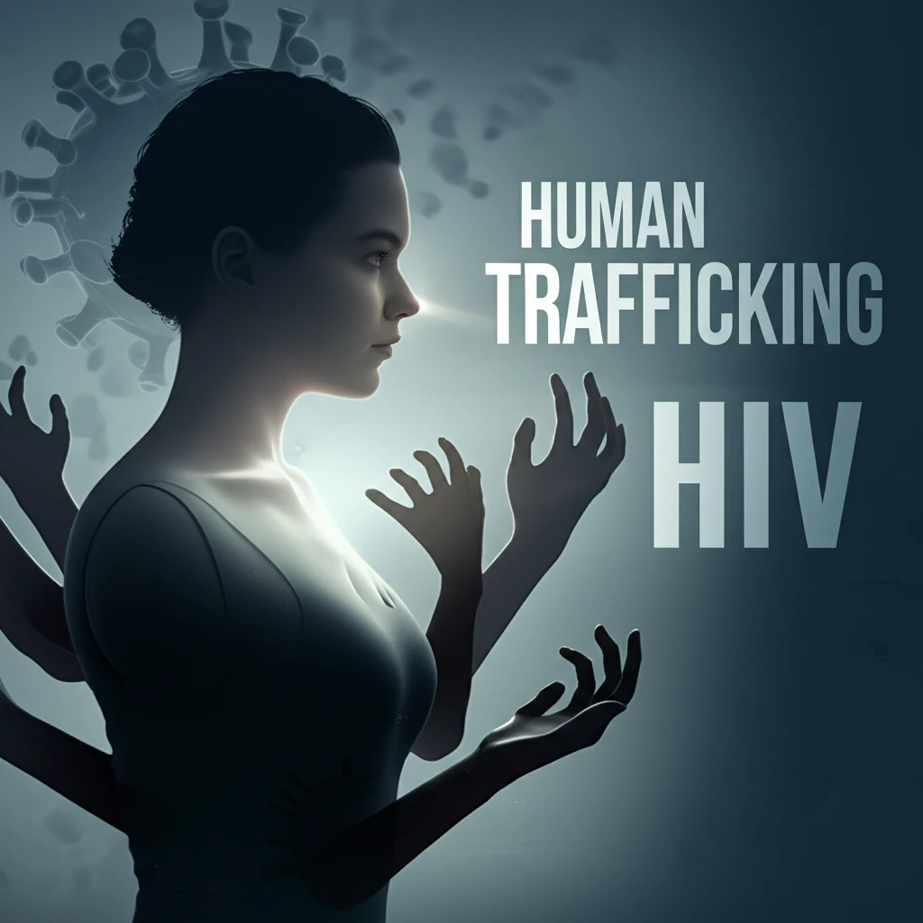 Illustration representing the link between human trafficking and HIV, with a focus on vulnerability and resilience