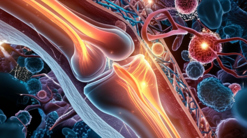 Illustration depicting rheumatoid arthritis with focus on personalized medicine and early detection.