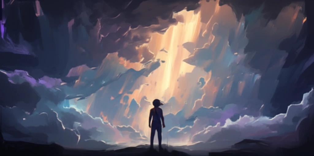 Illustration of a person standing strong in a storm, symbolizing resilience