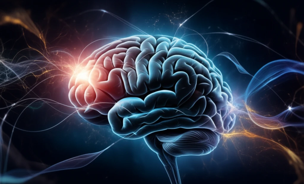 Illustration of Tumor Treating Fields disrupting glioblastoma cells in the brain, symbolizing a breakthrough in cancer treatment.