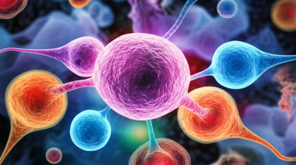 Depiction of bone cells interacting with elements of the immune system to represent the acute phase response.