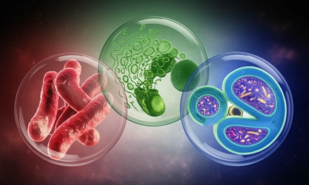 Illustration of Domain Cell Theory depicting independent evolution of life's domains.