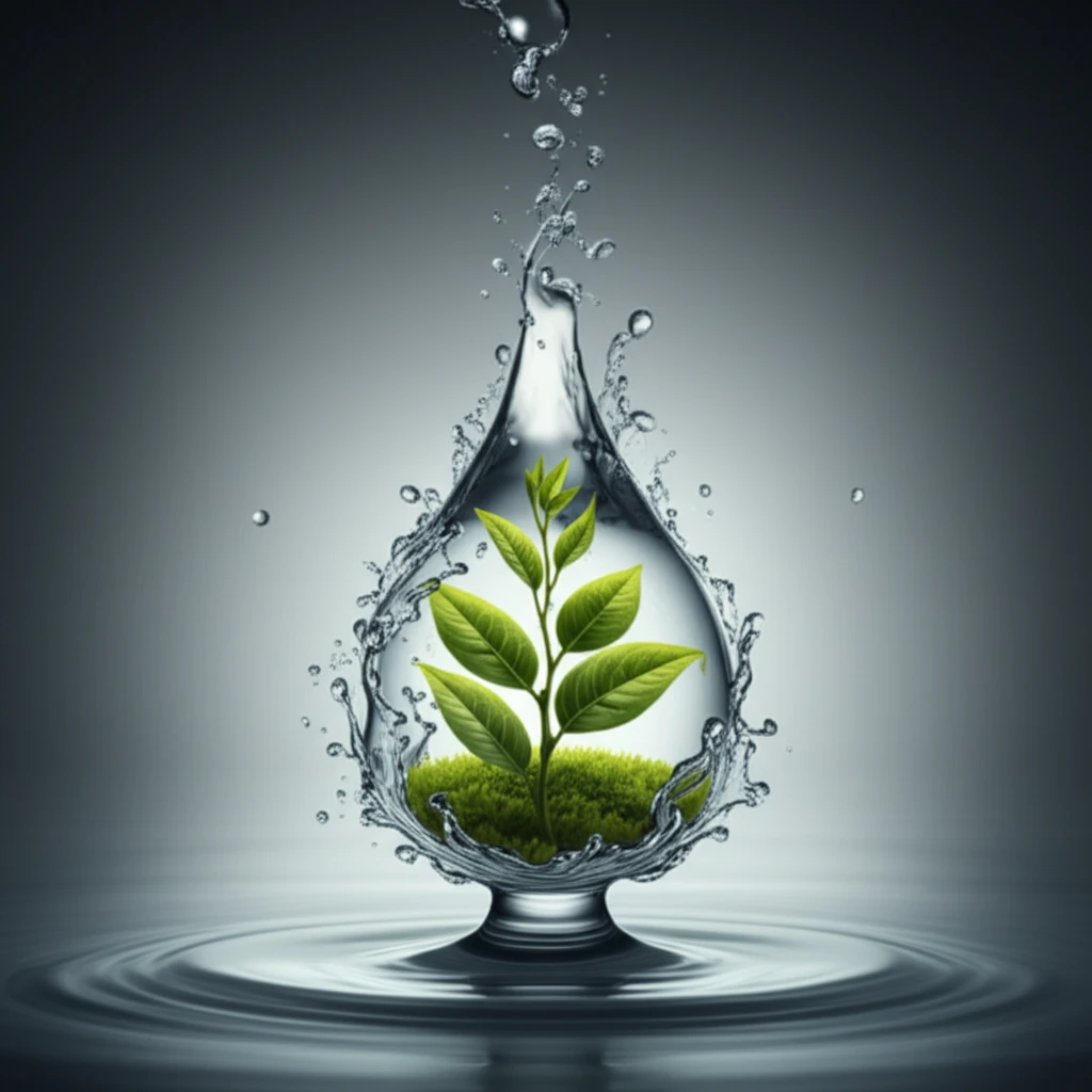 Illustration of the transformation of grey water into a sustainable resource.