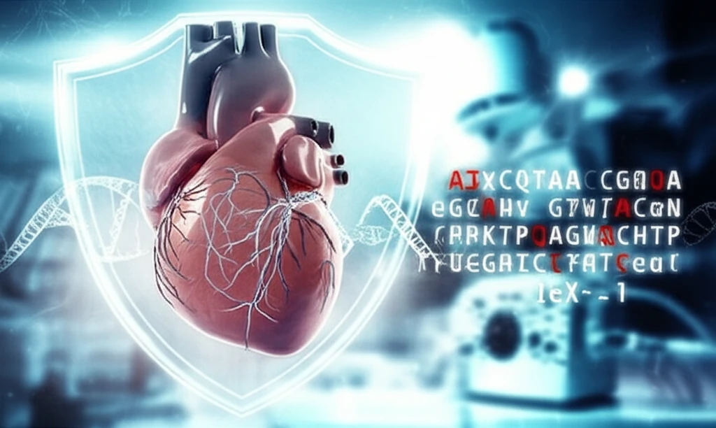 Illustration of a heart protected by a glowing shield, symbolizing the protective effects of the IEX-1 gene against heart damage.