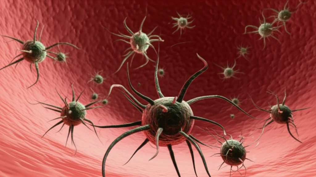 Illustration of Candida species in the bloodstream, symbolizing the challenges of persistent candidemia.