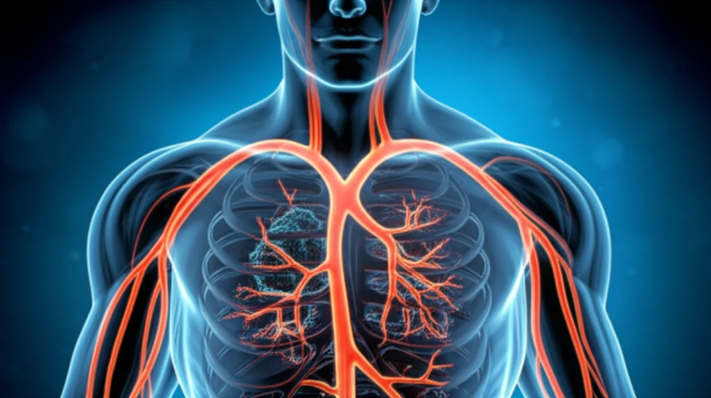 Illustration of the human body's immune system fighting against lung cancer cells, with the Mycobacterium tuberculosis bacteria present.