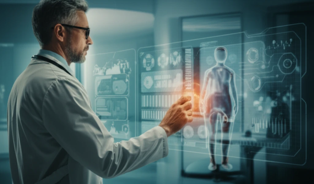 Illustration of a virtual clinic for perianal Crohn's disease, showcasing modern technology and patient-centered care.