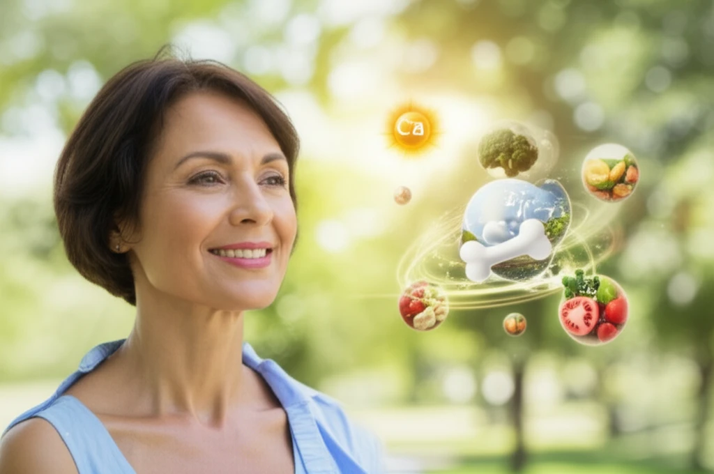 Illustration of a woman with a strong bone structure, symbolizing the fight against osteoporosis.