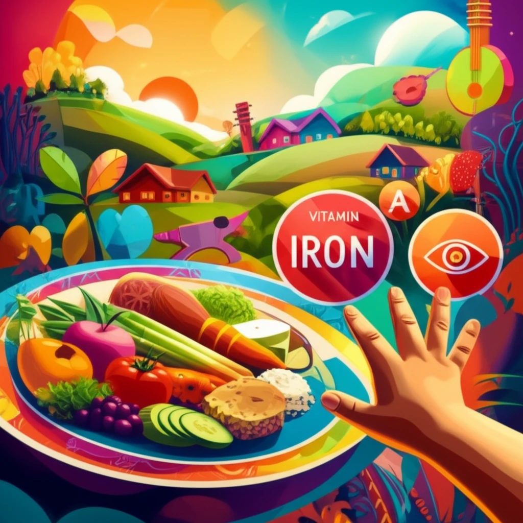 Illustration of a child reaching for nutritious food, symbolizing the fight against food insecurity and malnutrition in Brazil.